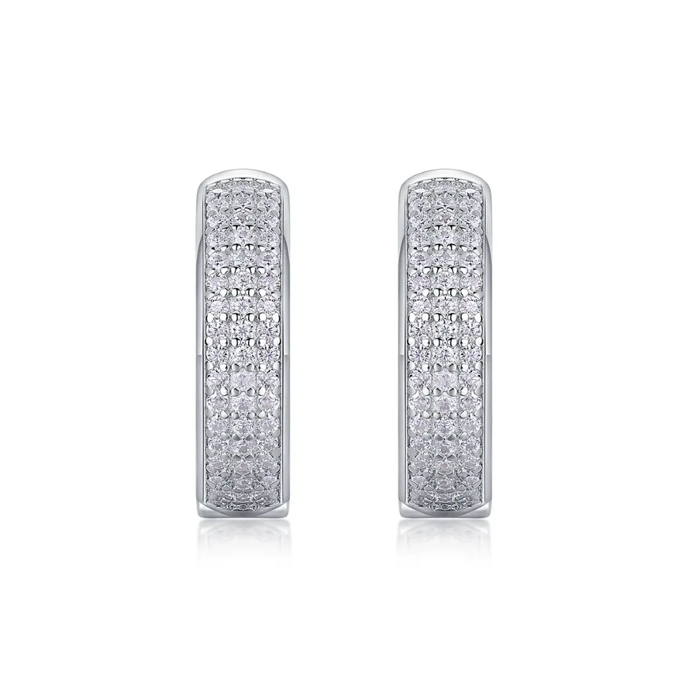 S925 Sterling Silver 3 Rows Moissanite Hoop Earrings for Women Minimalist Moissanite Diamond Huggie Earrings Pass Tester Gra
