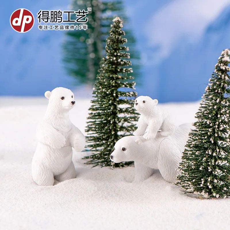 6Pcs/Set Cartoon Polar Bear Home Garden Bonsai Decorations Miniatures Gift Lovely Micro Landscape Bear Miniature Craft