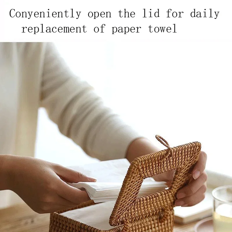 Rattan Tissue Box Home Decoration Handmade Desktop For Barthroom Hotel And Office tissue holder