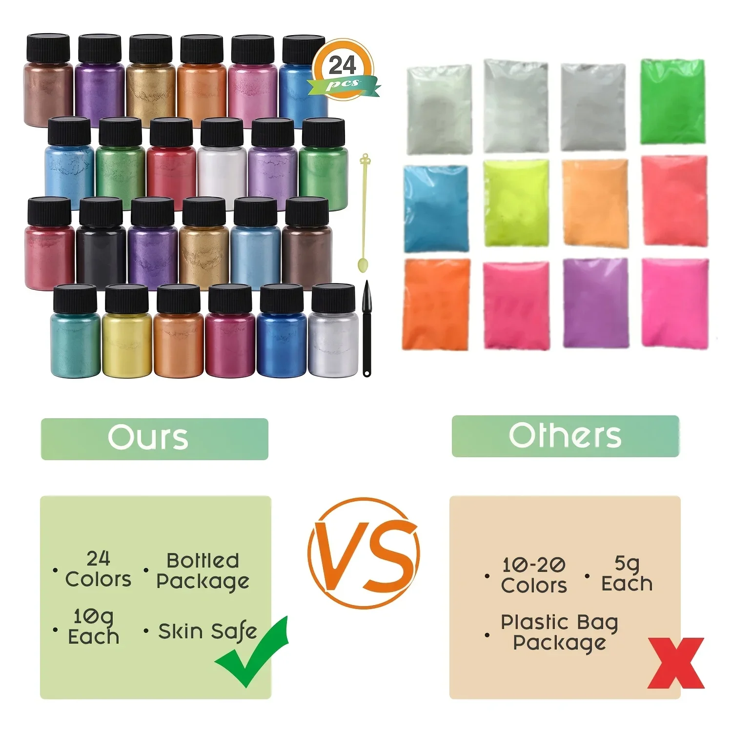 24-color mica powder, resin mica powder, suitable for epoxy resin and pearl pigment powder, used for resin, paintandartcreation