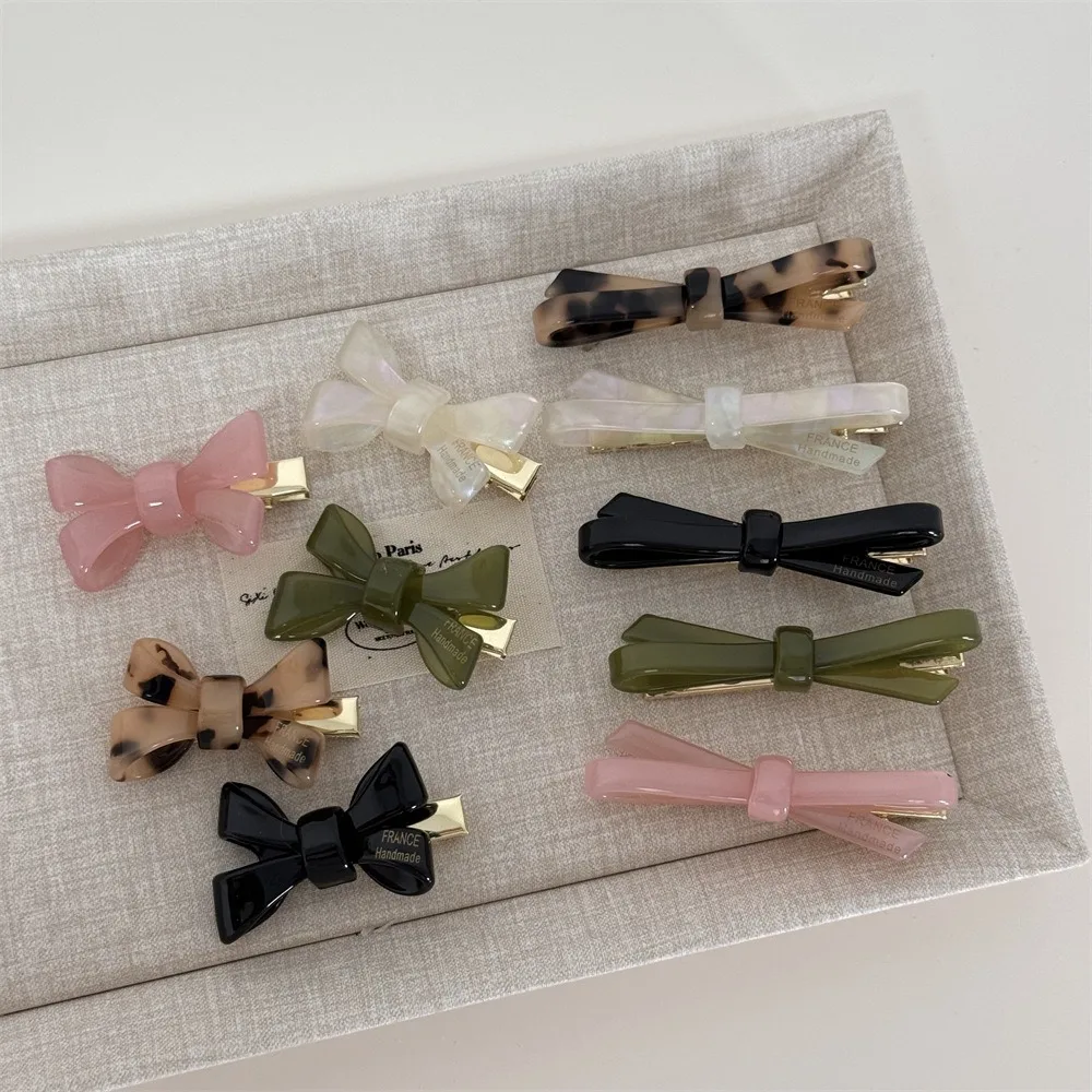 

New Korean Bow Hair Clip Elegant Acetate Hair Accessory Hair Clamps Girl Women Duckbill Clip
