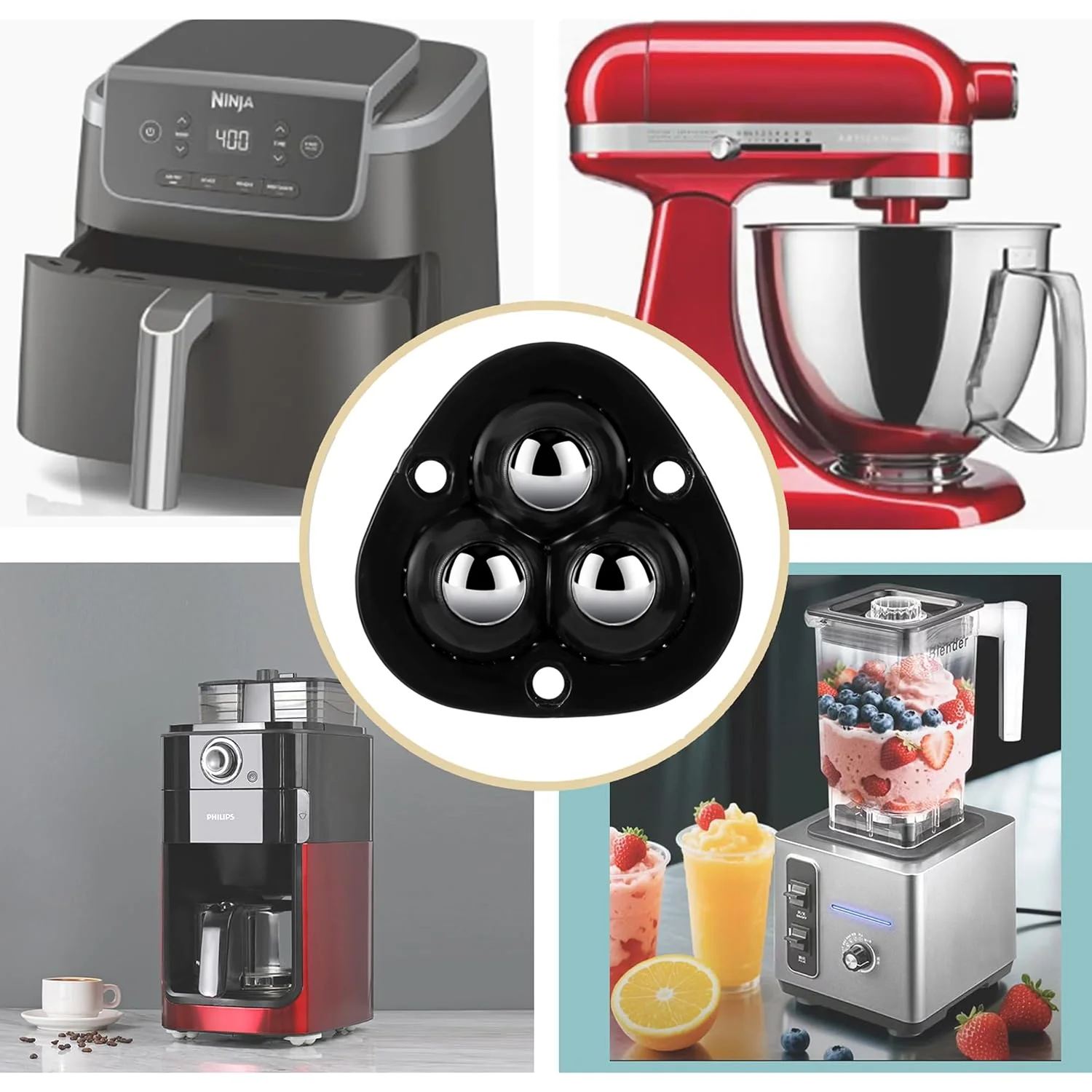 4PCS Small Appliance Wheels Casters for Kitchen Appliances on The Countertop,Self Adhesive Rollers/Sliders for Coffee Maker