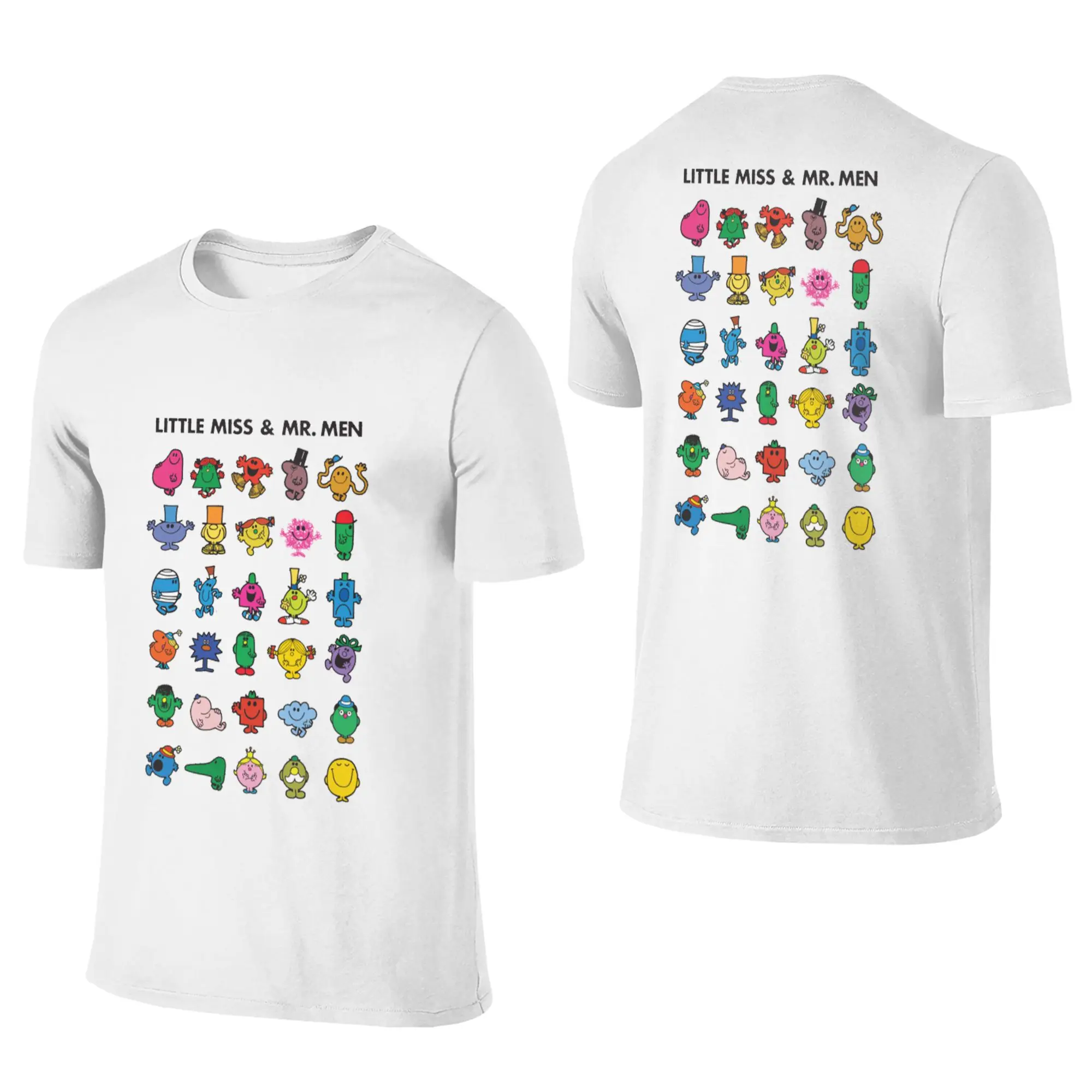 100% Cotton Little Miss and Mr. men T-Shirt Men's Double Sided T Shirt Men Crew Neck Summer Shirts Tops S-6XL