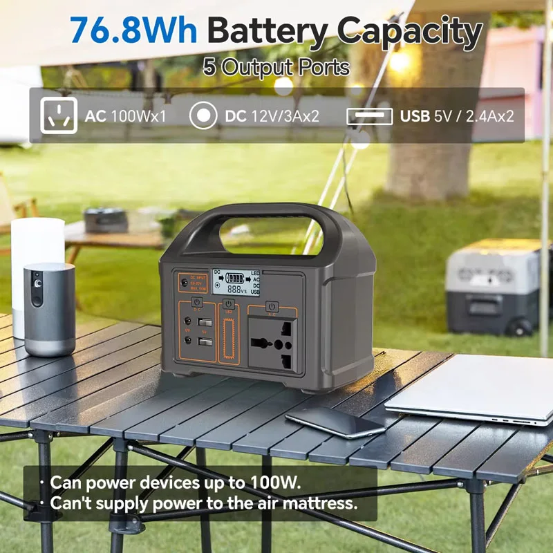 Portable Solar Power Station 500W 460Wh 300W, LiFePO4 Battery 220V EU Outdoor, BMS Storage System, Power Bank and UPS Function
