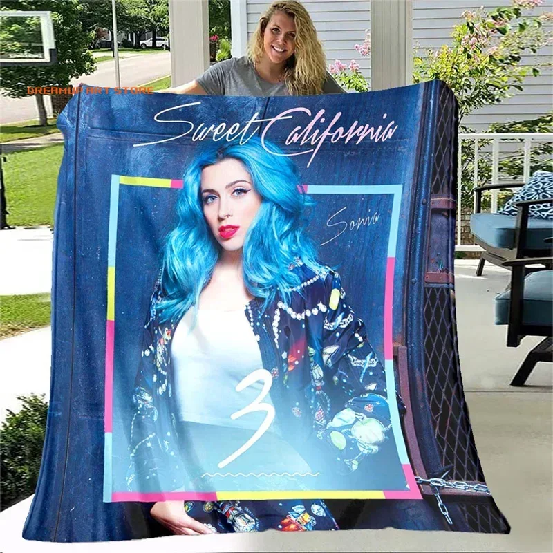 2026 Super Warm Flannel Blankets Spain Sweet California Pattern Printed Blanke For Travel /Office Lunch Break Adult Fans Gifts