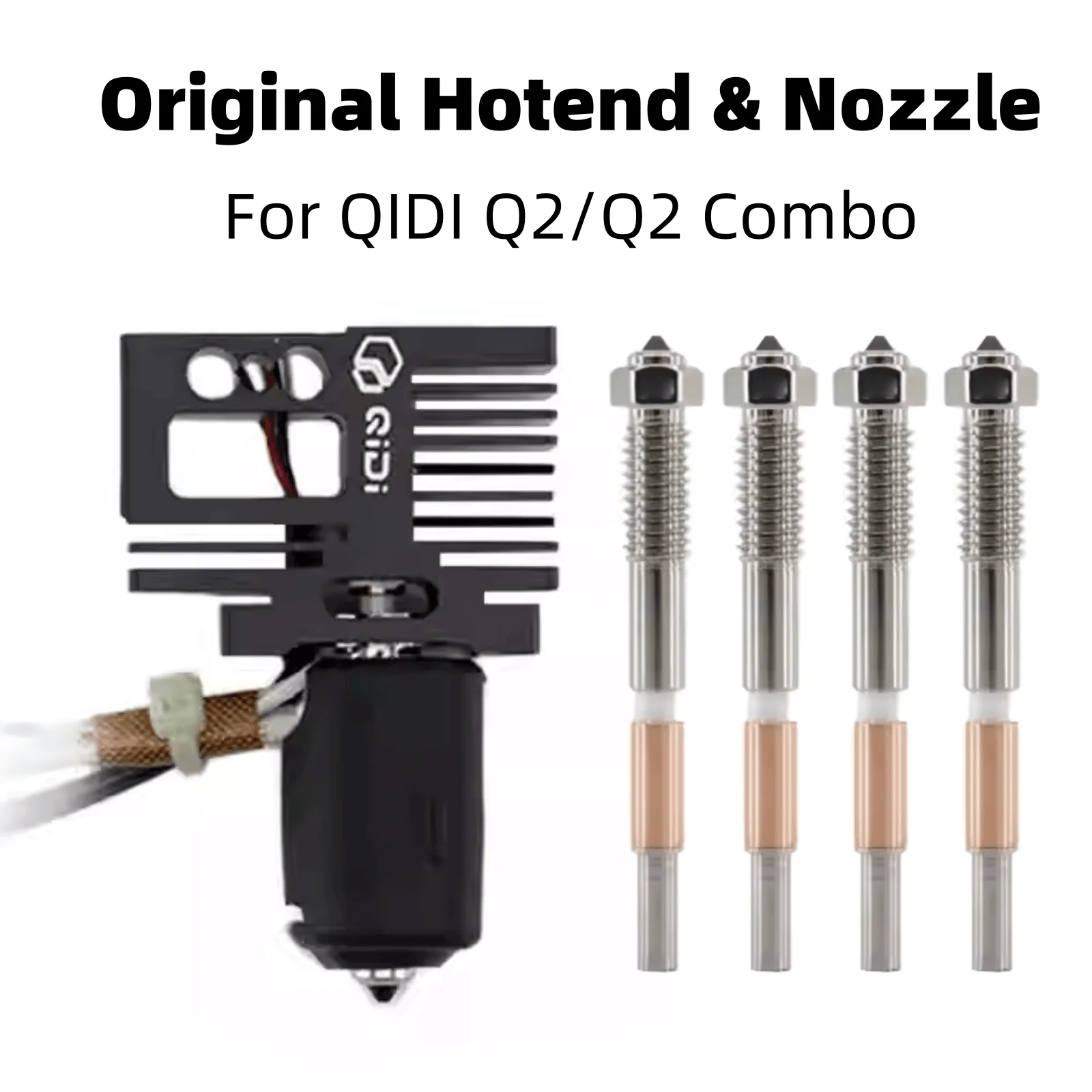 Hot End para impresora 3D QIDI Q2 Combo, boquilla bimetálica de repuesto rápido de 0,2/0,4/0,6/0,8mm para piezas de actualización QIDI Q2 Hotend