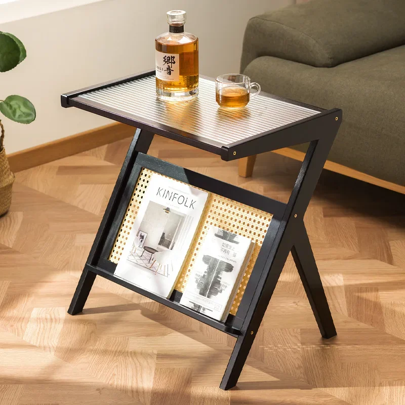 

Side table small coffee table bedside table sofa side cabinet Changhong glass small apartment round tea table corner table
