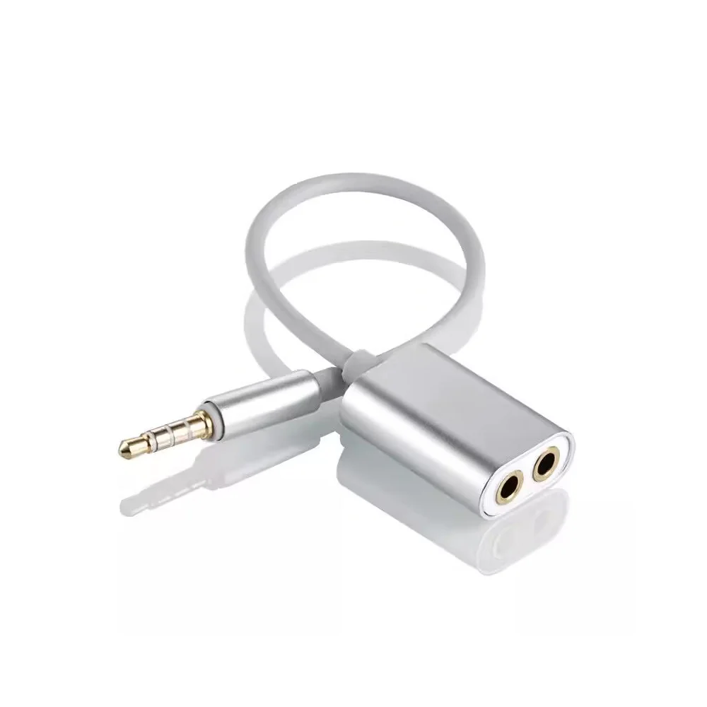 4-Segment 3.5mm Audio Splitter Cable, 1 in 2 Out / 2 in 1 Out Y-Splitter Adapter, Couples' Headphone Sharing Cable, Compatible w