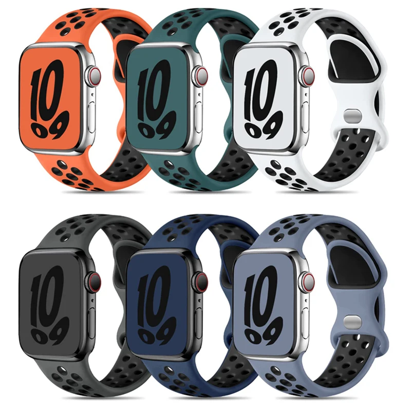 

Спортивный ремешок для Apple Watch Series 10 42 мм 46 мм ремешки 40–44 мм 45 мм 41 мм силиконовый ремешок iwatch ultra 2 49 мм 10 9 8 7 6 SE 5 4 3