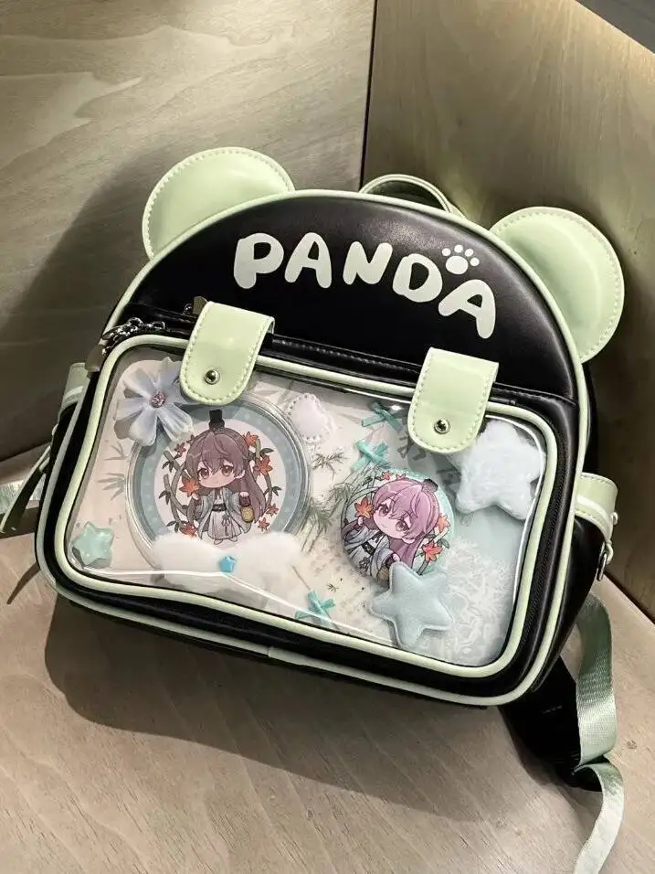 Bloom Versatile Panda Transparent Ita Bag Student 2025 Sweet Cute Anime Mini Backpack Girls Haruku Kawaii Mochila Aesthetic