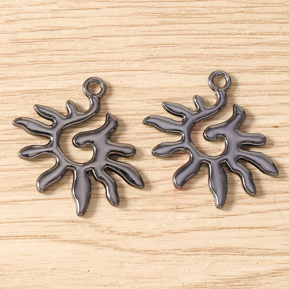 Tusember 5 Stück Hip-Hop Gun Black Sonne Mond Stern Herz Anhänger für Halsketten, Ohrringe, Armbänder, Schmuckherstellung, Bastelzubehör – Detail 14