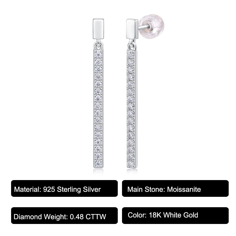 Moissanite Dangle Earrings for Women 925 Sterling Silver Earrings D Color VVS1 Wedding Earrings for Brides Bridesmaid Jewelry