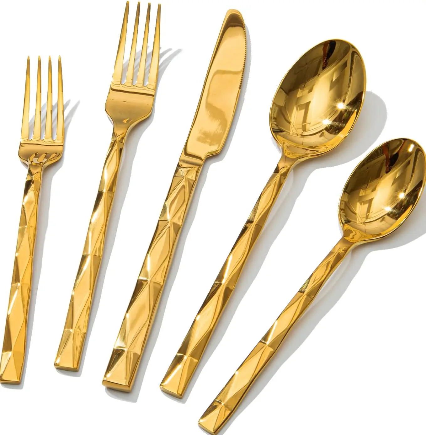 

Luxury 20-Piece Stainless Steel Flatware Set for 4, Diamond Cut Pattern, Dishwasher Safe for Kitchen & Home