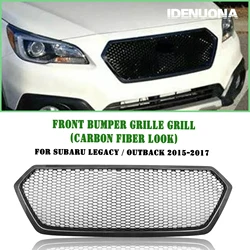 For Subaru Legacy Outback 2015-2017 Front Grille Racing Grill Carbon Fiber Look/Gloss/Matte Black Upper Bumper Hood Mesh Grid