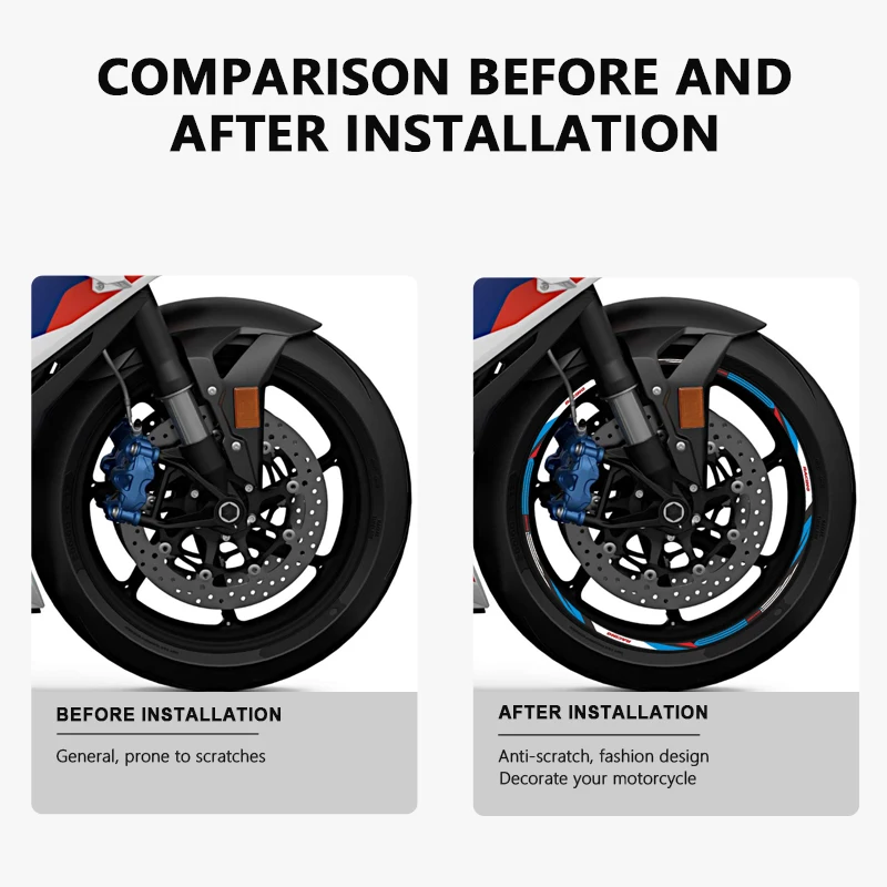 Motorcycle Wheel Sticker 17 Inch Rim Strip Tape for BMW M1000R M1000RR Accessories 2019-2024 2023 2022 Waterproof Wheel Decals