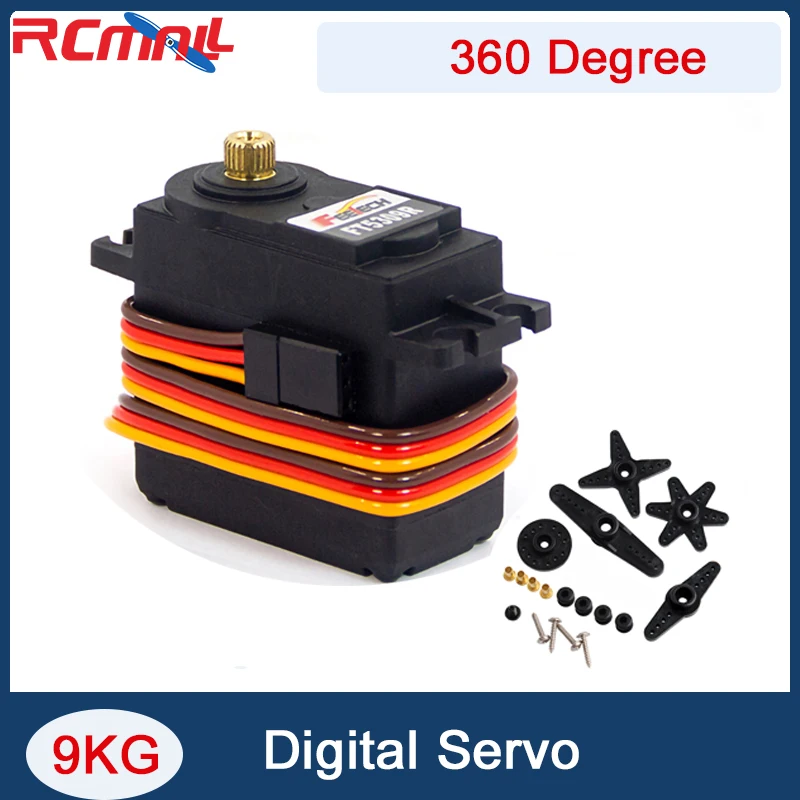 FT5309R Digital Servo High Speed Motor Copper Gear 4.8-6V 9KG 360 Degree Continuous Rotation for 1:8/1:10 RC Crawler Truck