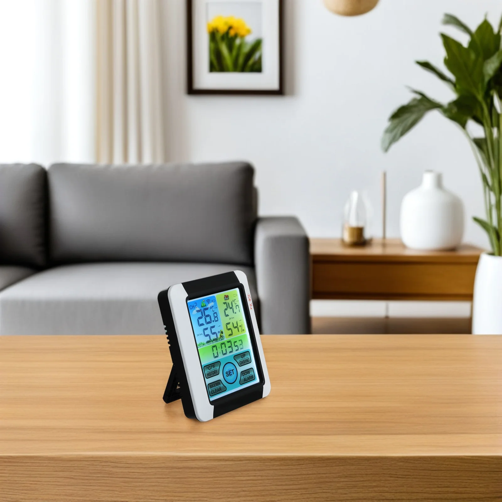 1 set 1 set orologio meteorologico digitale intelligente impermeabile monitor di umidità della temperatura interna esterna schermo a colori retroilluminato wireless