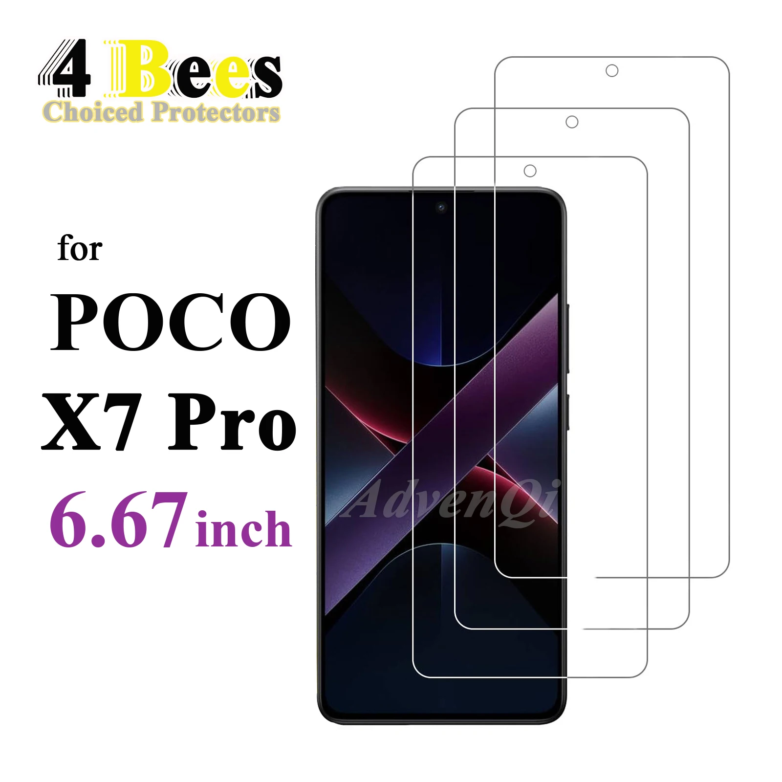 1–4 Stück gehärtetes Glas für POCO X7 Pro, Displayschutzfolie, schützende Mica-Kristall-Anti-Kratz-Hülle, kompatibel mit Hüllen