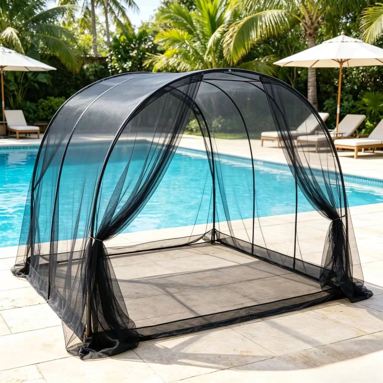 2.4M Portable Outdoor Protection Net Indoor Mosquito Net Camping Patio Gazebo Anti-Mosquito Insect Proof Mesh Shelter for Garden