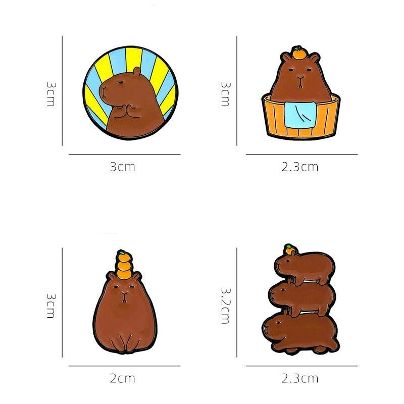 Cute Cartoon Capybara Enamel Brooch Creative Animal Funny Adorkable Lapel Pin Badge Backpack Clothing Hat Accessories