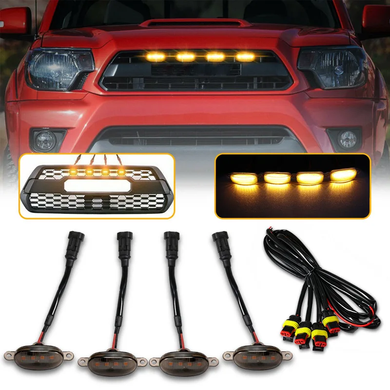 

Universal Car Front LED Grille Light Smoked Amber White 12LED Grill Light Eagle Eye Lamp For Off Road Trunk SUV Ford Toyota 12V
