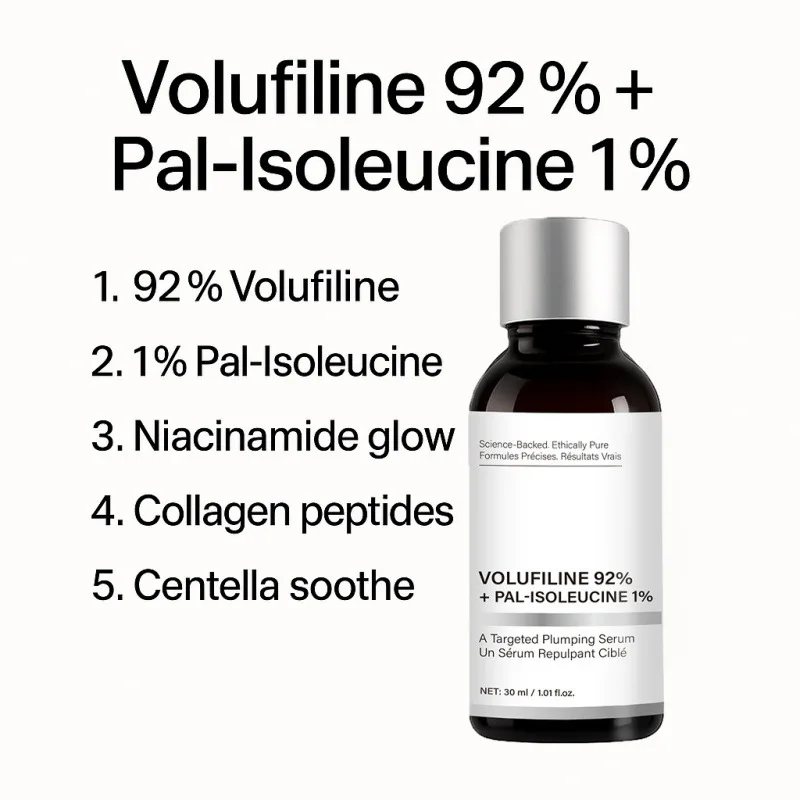 3Pcs Volufiline 92% + Pal-Lsoleucine 1% Niaciamide Face Essence Replenishment Moisturize Brighten Skin Care Firming Facial Serum