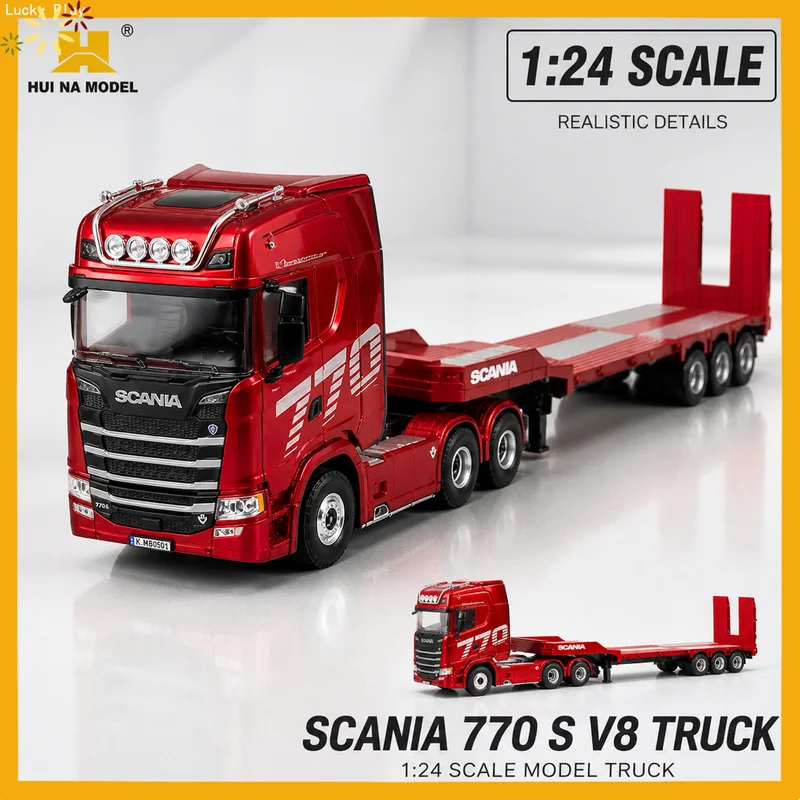 Huina 1501 Rc Car 1/24 770s 4wd Rc Alloy Tractor Truck 19ch 2.4g Engineering Trailer Truck With Light And Sound Toys Gifts