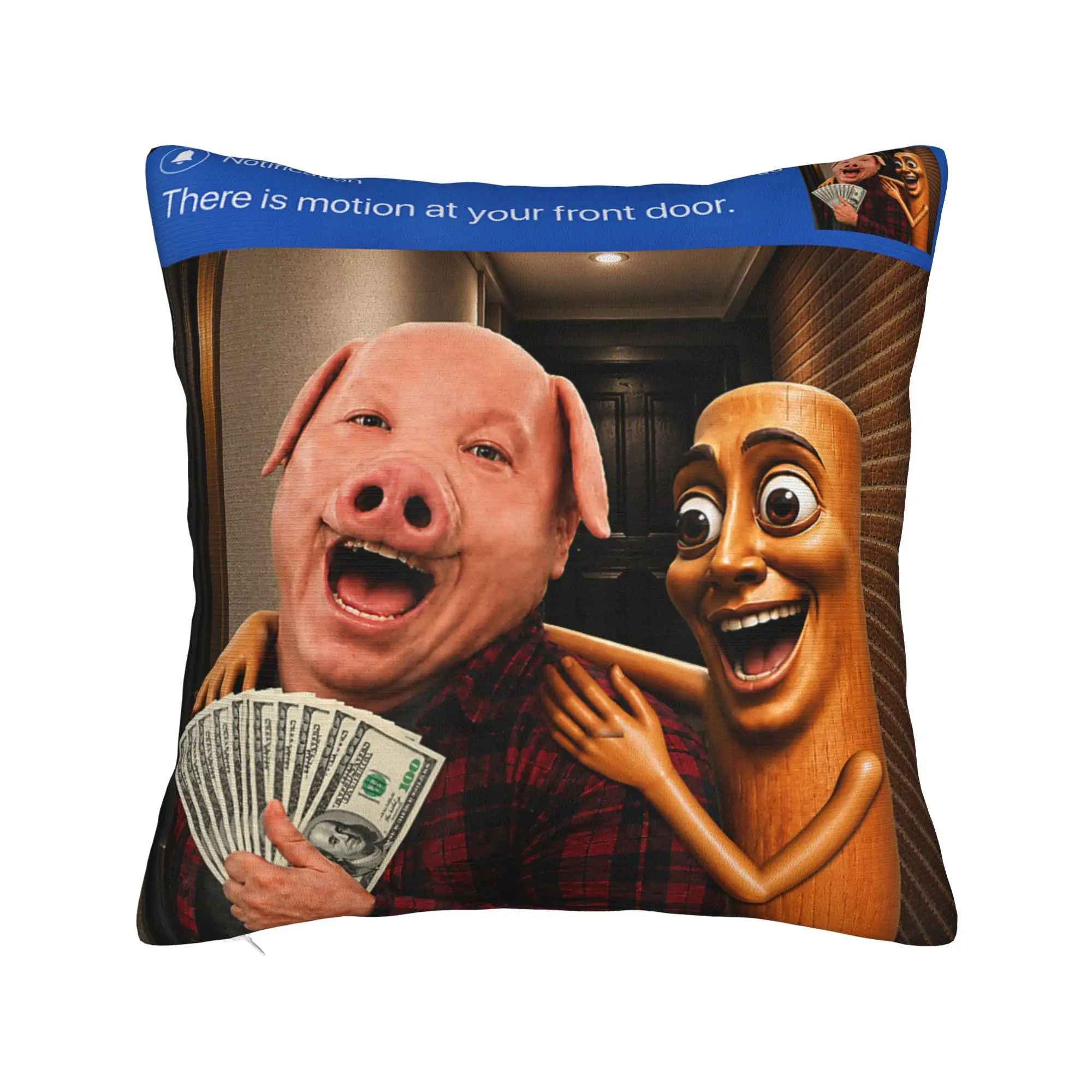 There is Motion at Your Front Door Tung Sahur John Pork Meme Pillow Case  Design Pillow Cover Pillowcases For Couch Sofa Bedroom