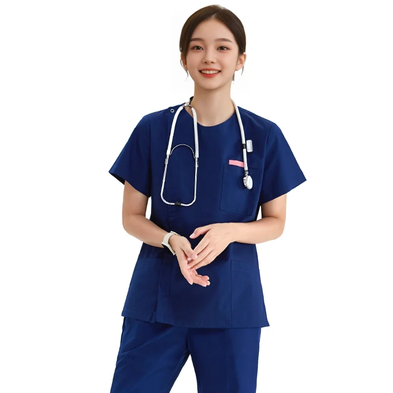 Zipper Nurse Uniforms Medical Scrubs Dental Assistant Nursing Suits Beauty Salon Workwear Pet Hospital V Neck Surgery Set 205