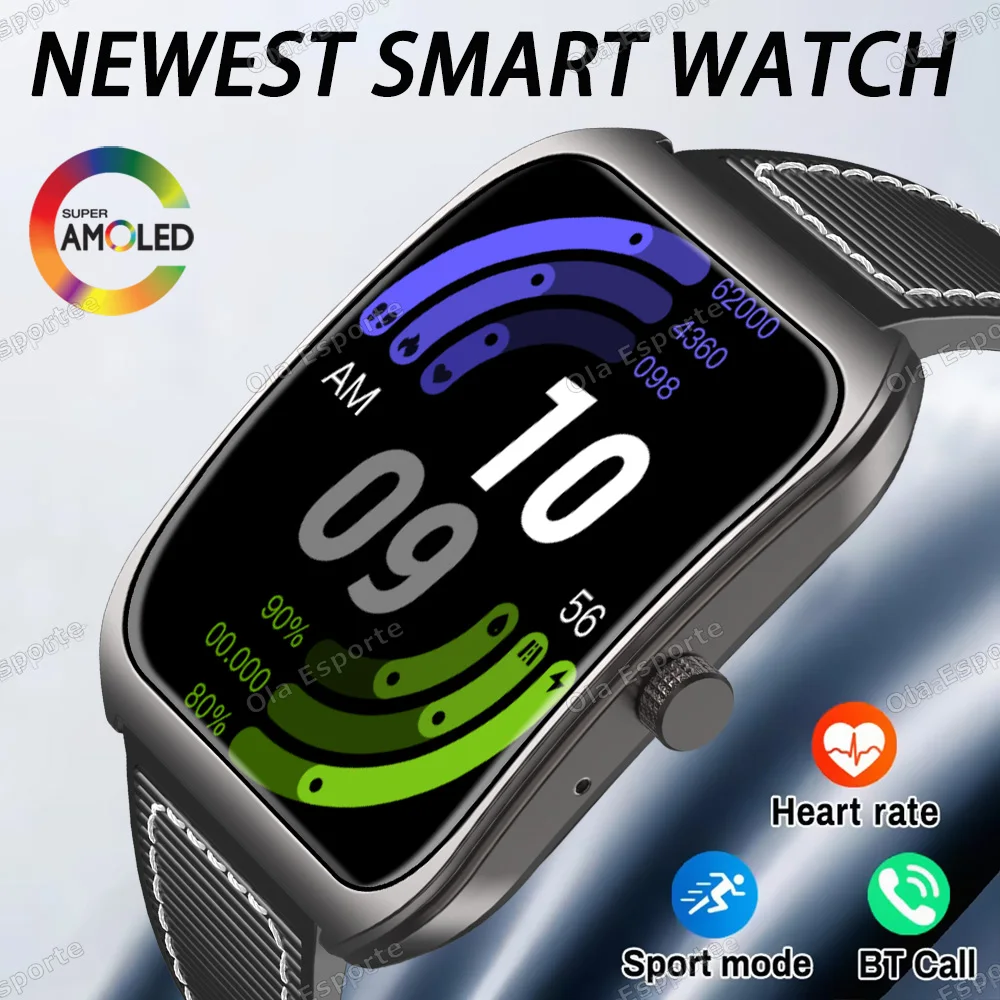 

New Smart Watch Men Women 1.85'' AMOLED Curved screen Bluetooth Call Smartwatch Health Monitor Waterproof Fitness Sports Watches