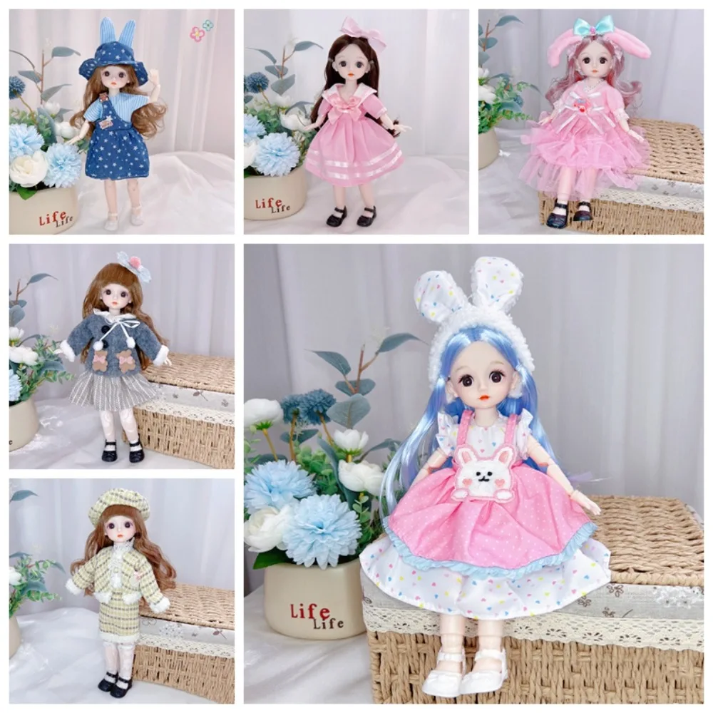 20 Joints 1/8 30CM BJD Doll 3D Simulation Eyes Multi-joint Doll Cute BJD Doll Pink Blue Princess Doll Fashion Clothes BJD Doll