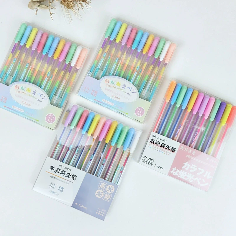 

12-цветные милые гелевые ручки, цветной гелевый маркер с тонким наконечником 0,8 мм для книжки-раскраски для взрослых, принадлежности для детского рисования, альбом для вырезок
