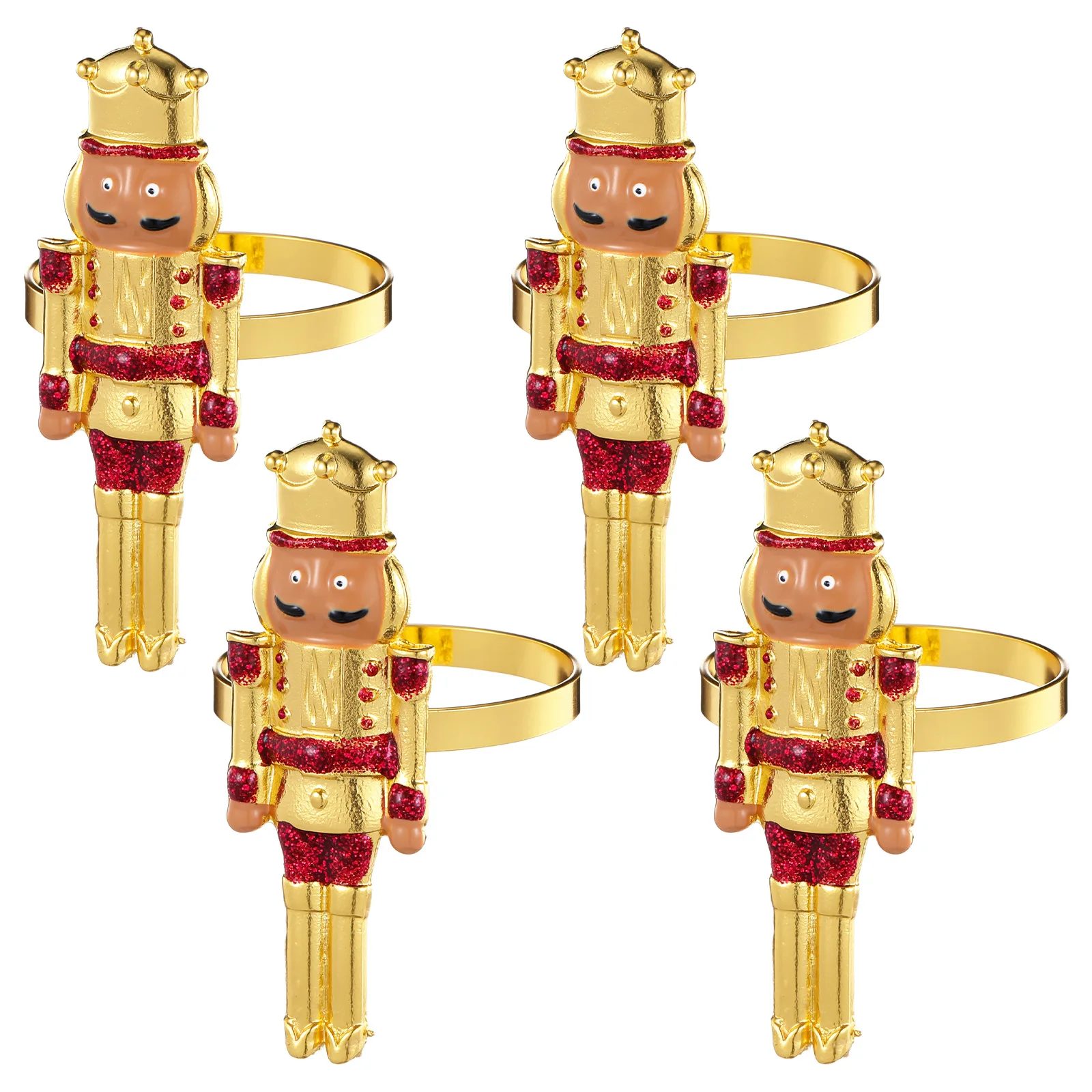

4Pcs Nutcracker Shaped Napkin Rings Decorative Table Adornment Sturdy Alloy Home Restaurant Christmas Party Napkin Ring