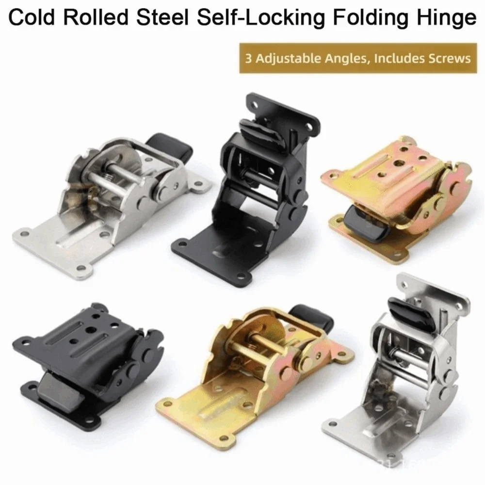 0/90/180 Degree Self Lock Hinges with Screws Iron Self-Locking Extension Support Bracket Furniture Hinges Foldable Support