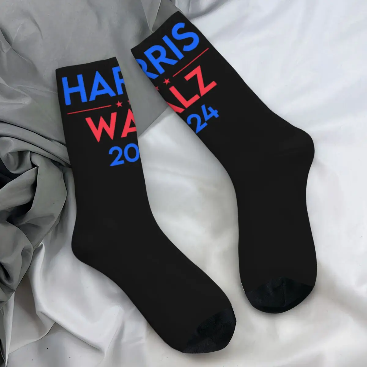 Harris Walz 2024 Socks Autumn Stockings Vintage Men High Quality Socks Design Running Sports Anti Sweat Socks