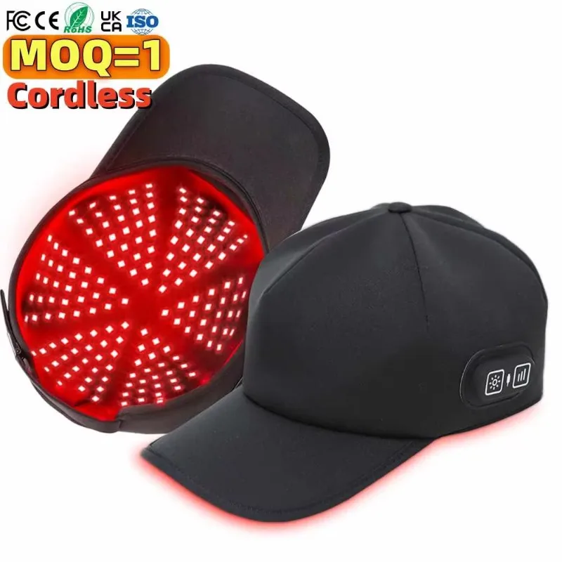 OEM ODM 72-LED Cordless Headset Red Light Therapy Cap 660nm 850nm Rechargeable LED Cap with 3-Mode Pulse Wireless Therapy