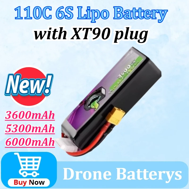 

For Ovonic for Rebel 110C 6S 22.2V 3600/5300/6000mAh with XT90 plug Lipo Battery for RC Fixed-Wing FPV Drone