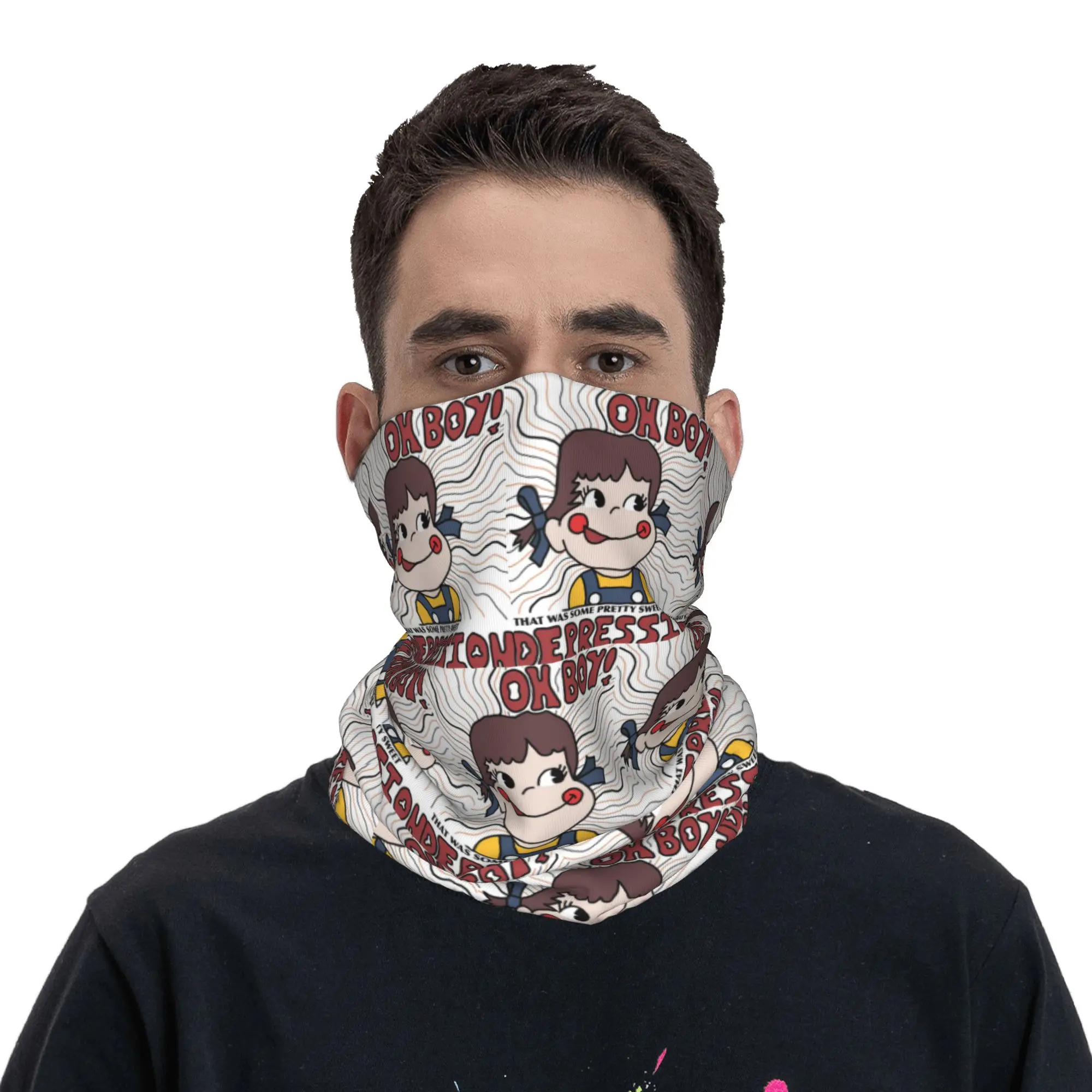 Sweet Depression Milky Candy Peko Chan Bandana Neck Gaiter Printed Face Scarf Face Mask Running for Men Women Adult Winter