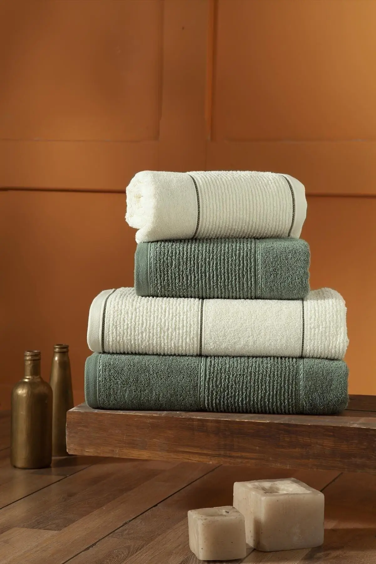 New design towel bath towel hand face towel Carmıne Set Olıve 100% Cotton Extra Soft Modern Towel Set