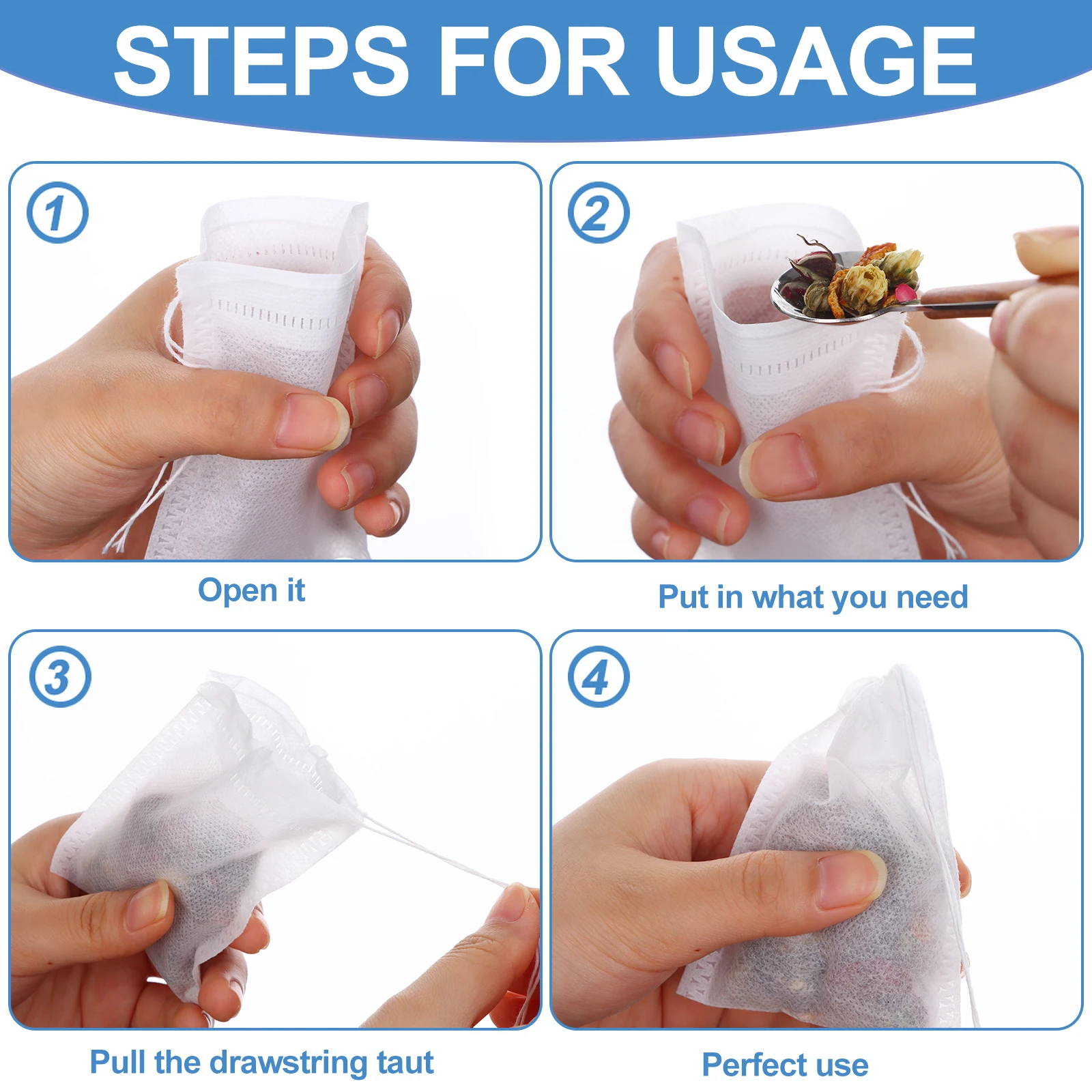 800 Pcs Tea Filter Bags Disposable Tea Bags for  Tea Empty Seal Infuser with Drawstring