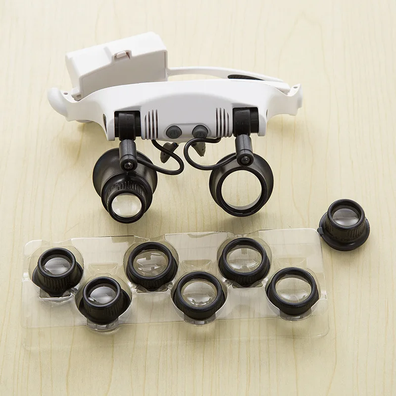 

Magnifying Glasses Led Light Lamp Head Loupe Jeweler Headband Magnifier Eye Glasses Optical Glass Tool Repair 10X 15X 20X 25X