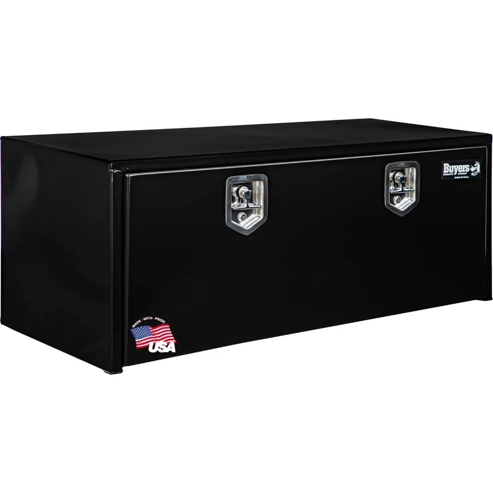 

Black Steel Underbody Truck Toolbox with T-Handle Latch, 18x18x48 Inches, Contractor-Grade Durable Storage