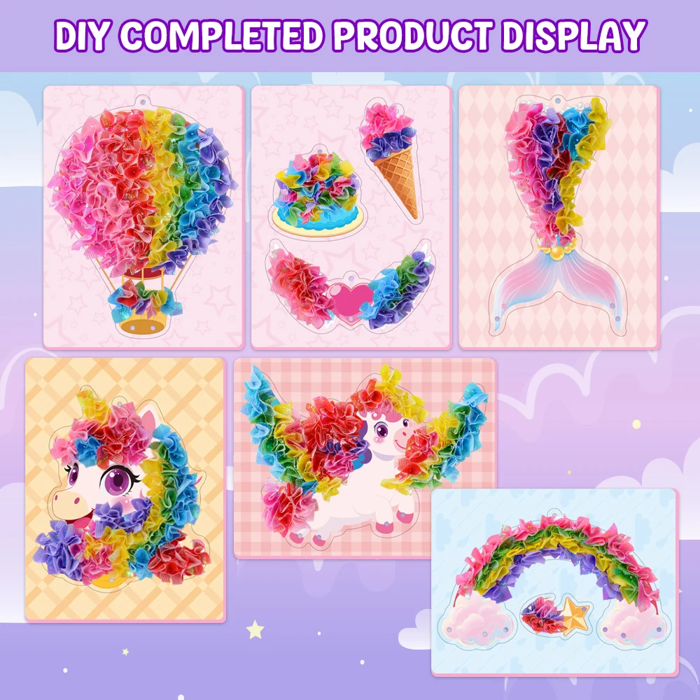 Poke-in Art Unicorn Wind Chime Decor Kit Mess-Free DIY Craft Toy for Kid Art Craft Set Home Hanging Ornament Birthday Party Gift view 6