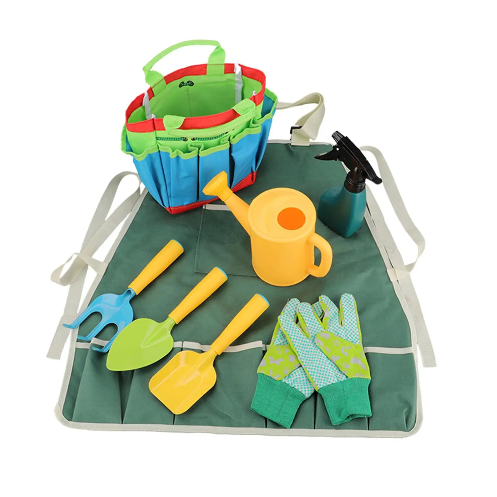 Toddler Garden Tools with Tote Apron and Gloves Manual Garden Accessories for Sandbox and Lawn