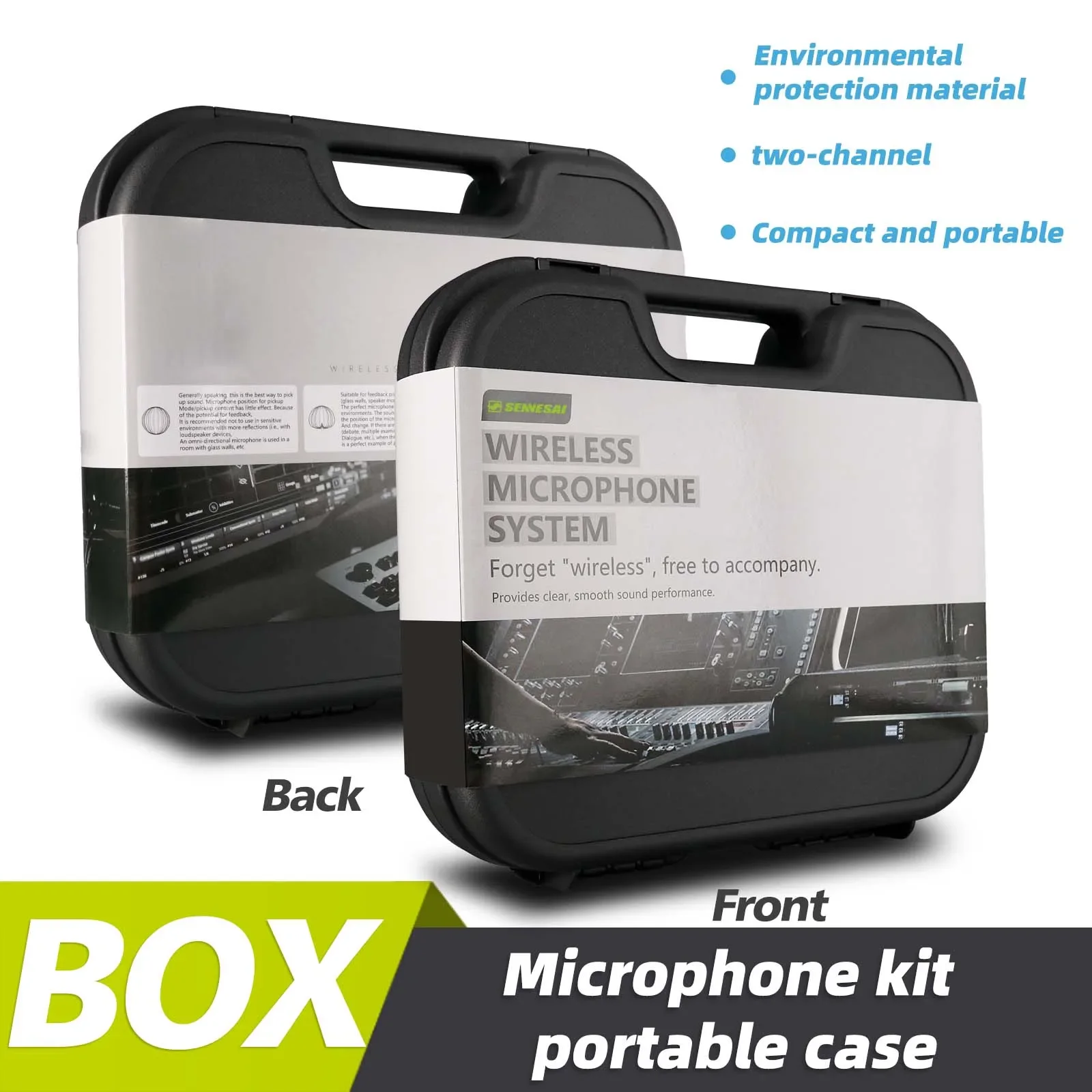 Wireless Microphone Plastic Box, Easy To Carry, 2 Channel Microphone Accessories Storage Plastic Box, Suitable For GLXD4，GLXD24