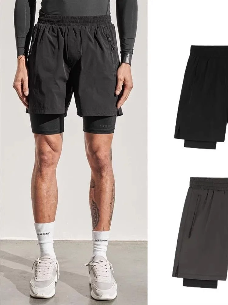 

Men's Large Size 300 Pou Double Layer Anti-Light orts Summer American Baskeall Training Fitn Five-Quarter Pants