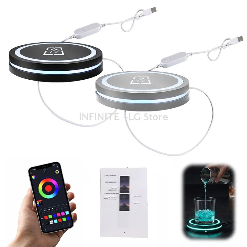 Smart Coaster Cocktail Maker Machine With LED Lights & Waterproof Design – Interactive Color-Changing Cup Pad For Home Bar