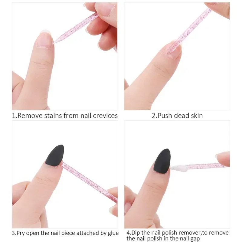 50/100Pcs Double Cuticle End Nail Art Cuticle Pusher Reusable Manicures Tools Crystal Stick Remover Tool Pedicure Care Nails
