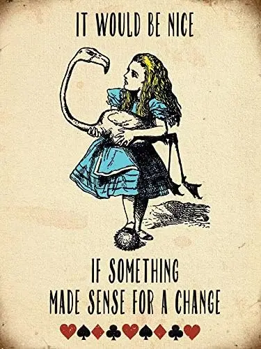 m1, Настенный декор Алиса в Стране Чудес - это бы быть приятной жестяной знак 8 в 12 часов Уникальные таблички Плакат для магазина Крытый дом Металлические знаки m1, Настенный декор Алиса в Стране Чудес - это бы быть приятной жестяной знак 8 в 12 часов Уникальные таблички Плакат для магазина Крытый дом Металлические знаки