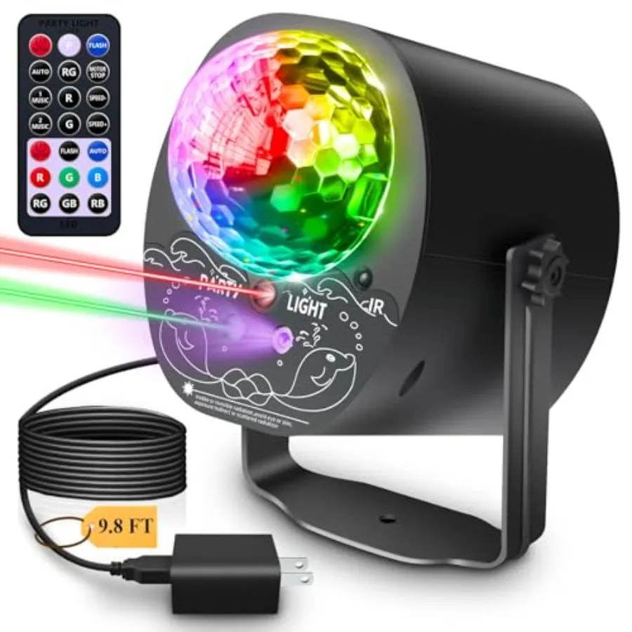 

Световые приборы для дискотек 3-в-1: диско-шар, УФ-лампа, звукоактивируемый стробоскоп с пультом ДУ для рождественского декора